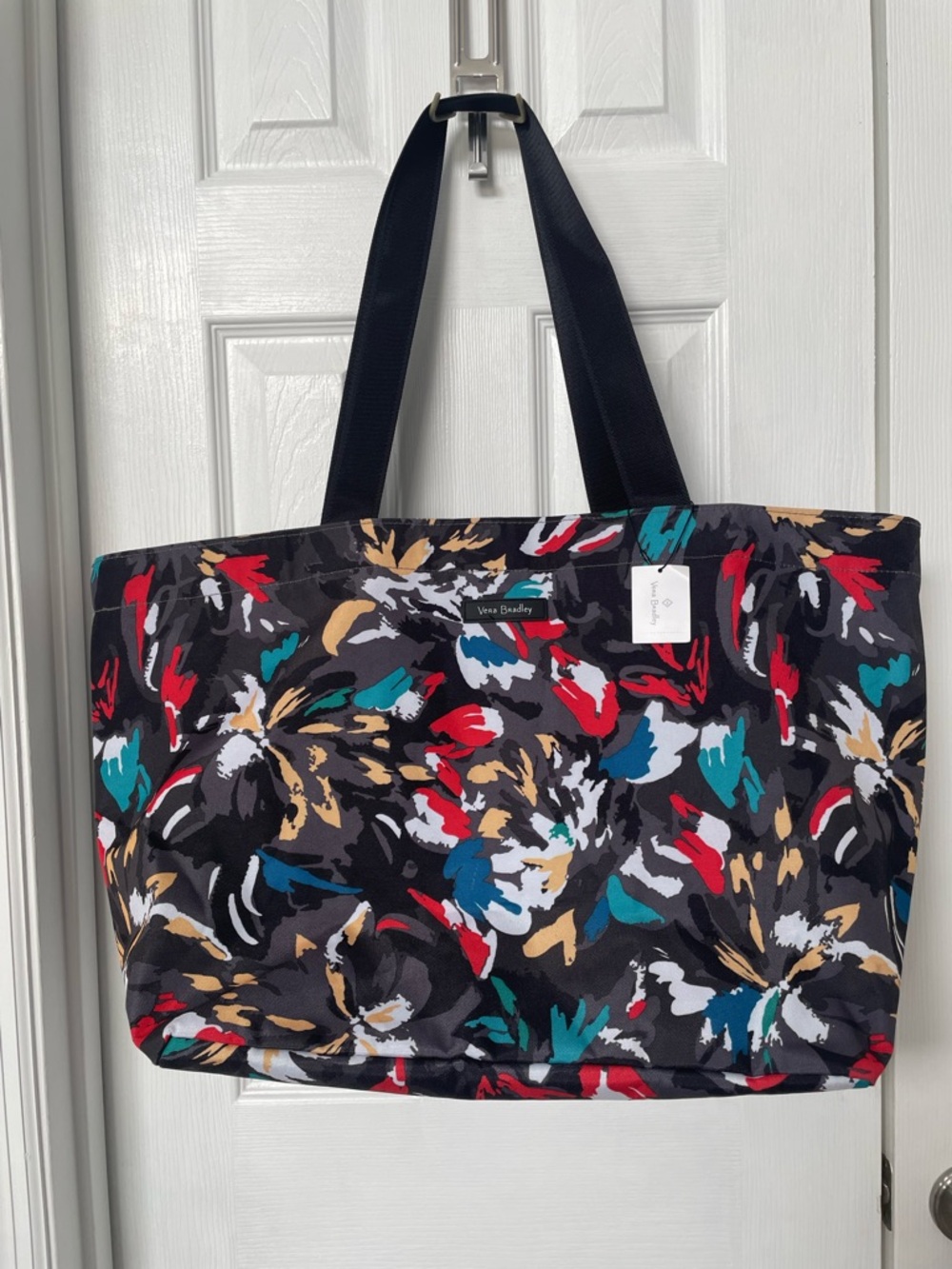 Vera Bradley Black Floral Abstract Multicolor Tote NWT